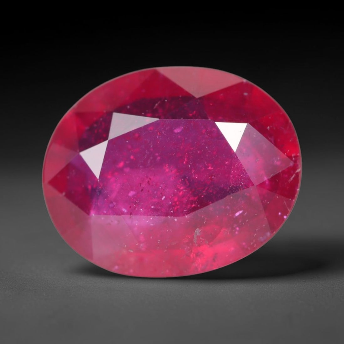 3.62ct Natural Madagascar Vivid Magenta Red Ruby Loose Gemstone, 41BA: This vivid magenta-hued Madagascar ruby boasts rich saturated red-pink saturation scattered with tiny fine mineral specks and distinct two-phase fluid bubble inclusions throughout its translucent crys