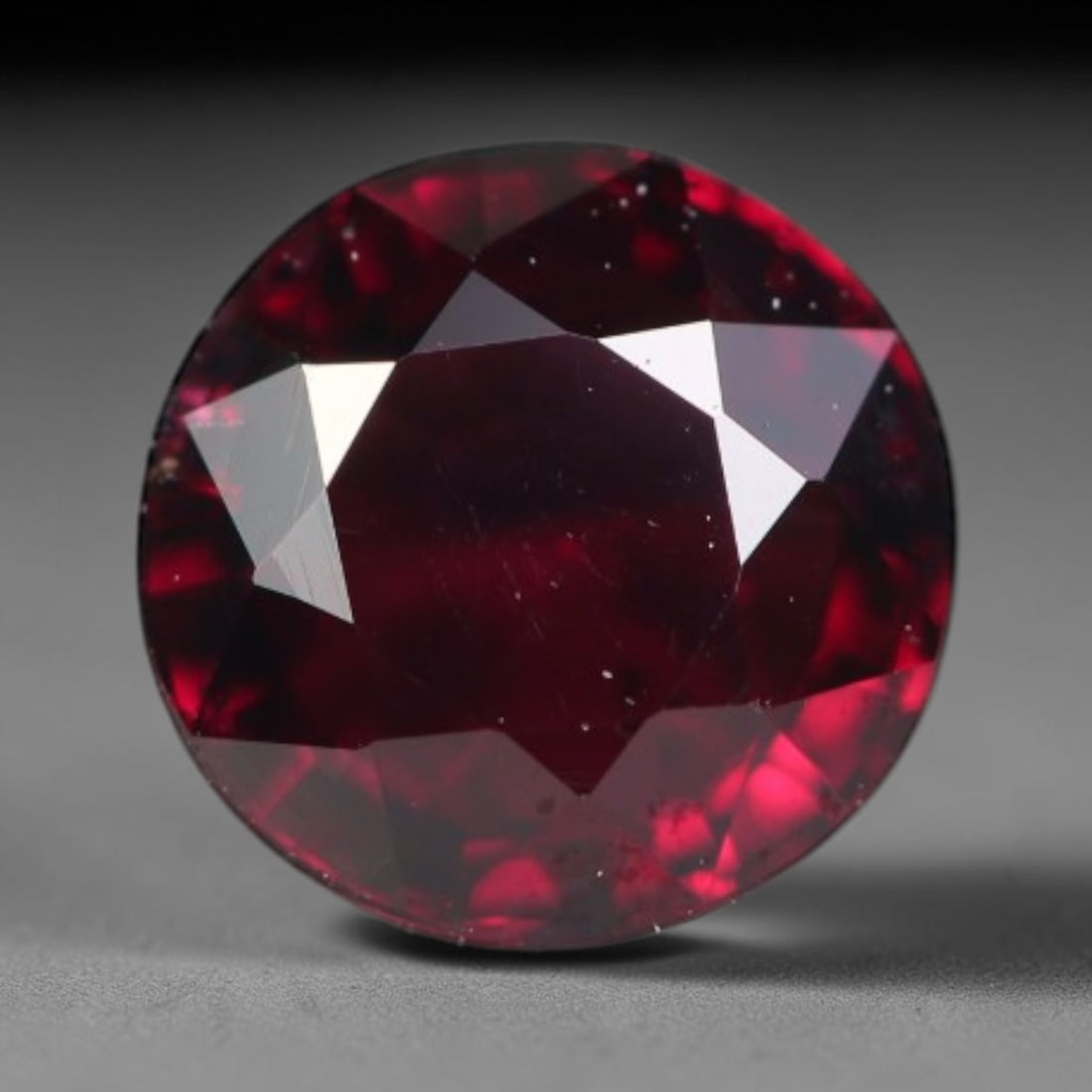 1.43ct Natural Mozambican Deep Rich Red Faceted Almandine Garnet Loose Gemstone, 6BD: This expertly faceted garnet features a deep rich red body tone with tiny fine mineral micro-inclusions evenly scattered within its transparent interior, precise polished facet planes maximize light r