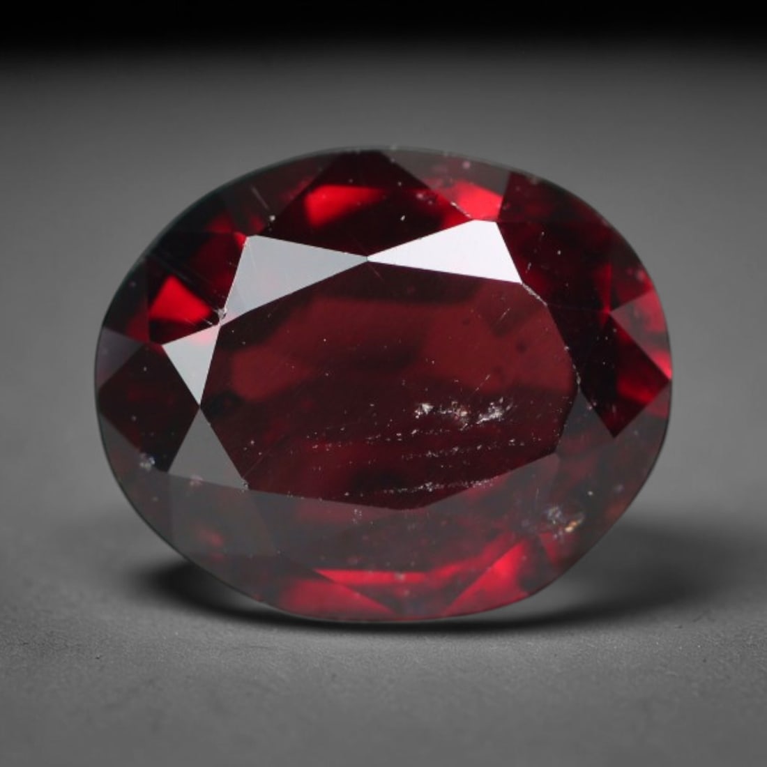 3.10ct Natural Mozambican Deep Crimson Red Faceted Almandine Garnet Loose Gemstone, 91BC: This meticulously faceted garnet features a dense, rich red crystalline body dotted with subtle micro mineral inclusions scattered evenly throughout its transparent interior, precision-cut reflective 