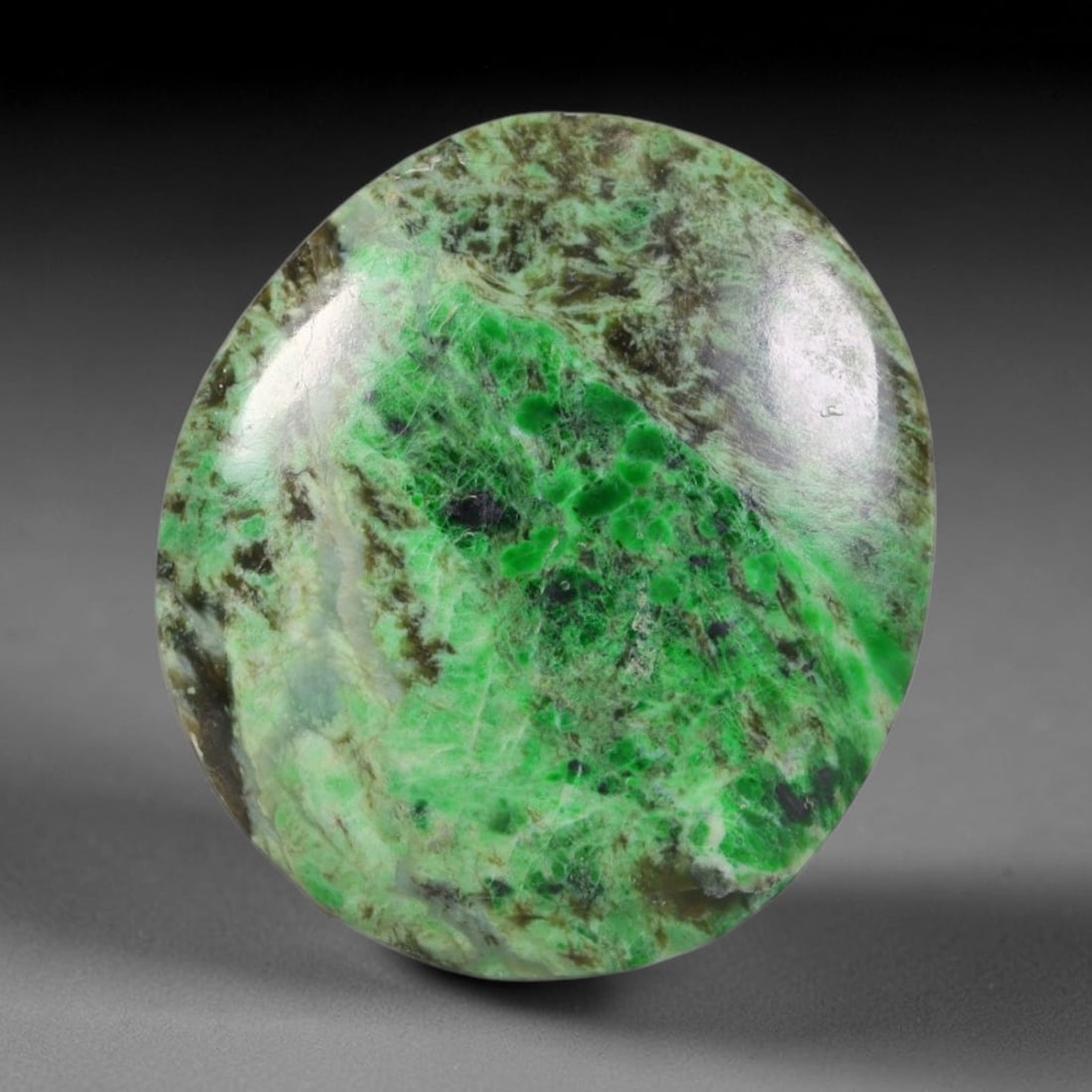 11.05ct Natural Burmese Type A Jadeite Jade Cabochon, 67AL: This single loose natural Burmese Type A jadeite jade cabochon, fully untreated with no dyeing, bleaching or resin impregnation, this genuine Type A jade retains its all-natural crystalline structure 