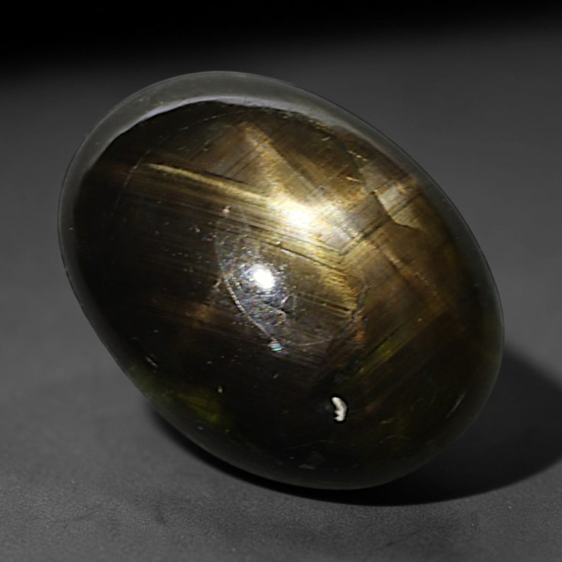 2.65ct Natural Siamese 6-Ray Black Star Sapphire Loose Gemstone, 47BD: This polished star sapphire originates from classic Siamese mining deposits, featuring a deep dark crystalline base with fine native mineral traces trapped within its structure, sized at calibrated 9.