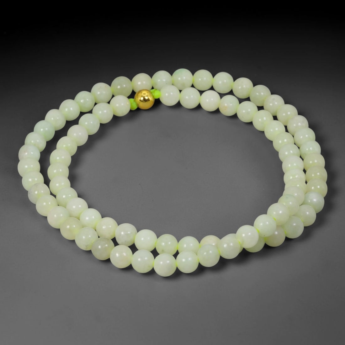 Natural Burmese Type A Jadeite Jade Round Bead Necklace with Gold Gilt Accent Bead, 7BL (1 of 1)