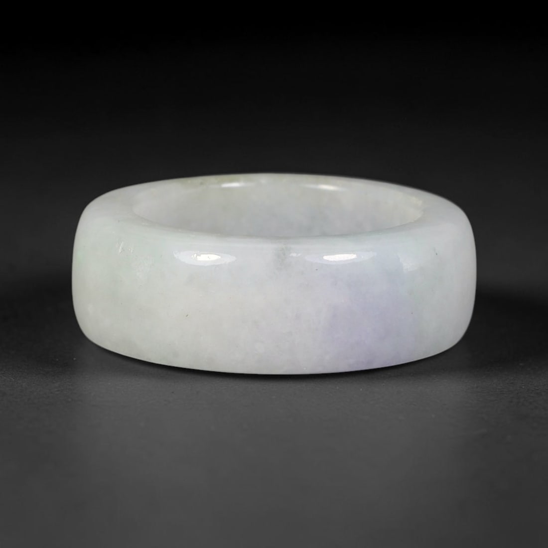 Natural Burmese Type A Jadeite Jade Wide Band Ring, 99BG: Solid untreated Burmese Type A jadeite jade cylindrical wide band ring, US ring size 10.5 with a broad 17mm band width. Straight-sided classic band design with smoothly polished inner and outer surfac
