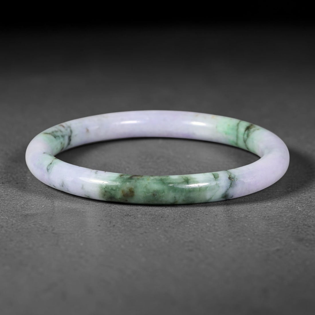 Natural Burmese Type A Jadeite Jade Bangle Bracelet, 96BK: Polished untreated Burmese Type A jadeite jade bangle bracelet with a 60 mm inner diameter and a 8 mm band width. Crafted into a classic rounded interior flat exterior shape with smooth continuous hig