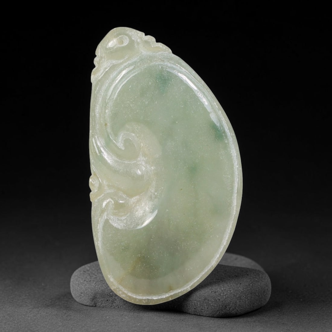 Natural Burmese Type A Jadeite Jade Hand Carved Pendant, 22BP: Artisan hand-carved untreated Burmese Type A jadeite jade pendant measuring 43x23 mm. Carefully sculpted with detailed relief craftsmanship and finished with a smooth glossy polish. Authentic Type A j