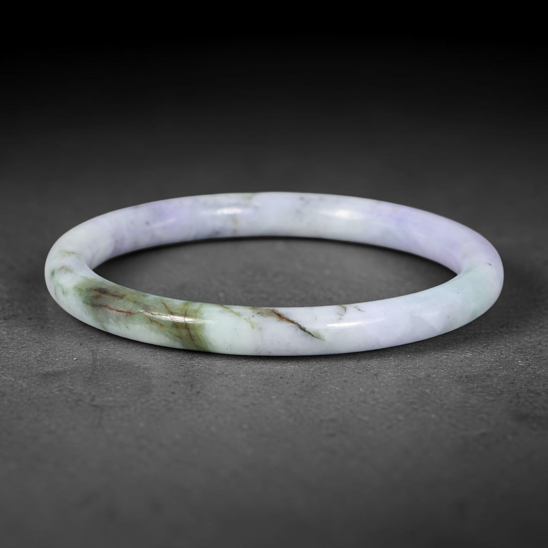 Natural Burmese Type A Jadeite Jade Bangle Bracelet, 93BK: Polished untreated Burmese Type A jadeite jade bangle bracelet with a 60 mm inner diameter and a 8 mm band width. Crafted into a classic rounded interior flat exterior shape with smooth continuous hig