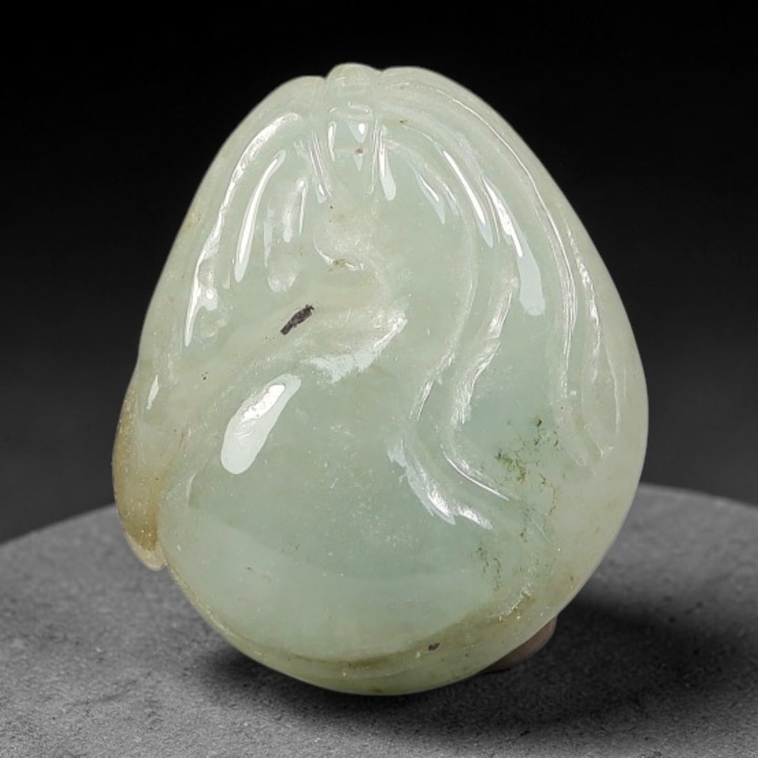 Natural Burmese Type A Jadeite Jade Hand Carved Pendant, 23BS: Artisan hand-carved untreated Burmese Type A jadeite jade pendant measuring 19x16 mm. Carefully sculpted with detailed relief craftsmanship and finished with a smooth glossy polish. Authentic Type A j