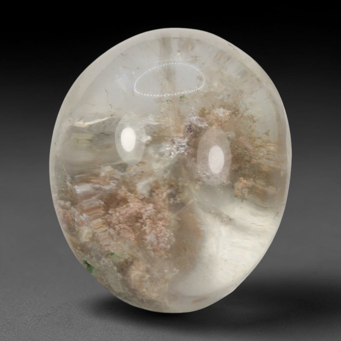 43ct Natural Brazilian Phantom Quartz Oval Cabochon Loose Gemstone, 29BM, 29BM: This smoothly polished cabochon of natural phantom quartz preserves delicate layered phantom crystal formations enclosed inside transparent quartz host. The domed polished surface offers unobstructed 