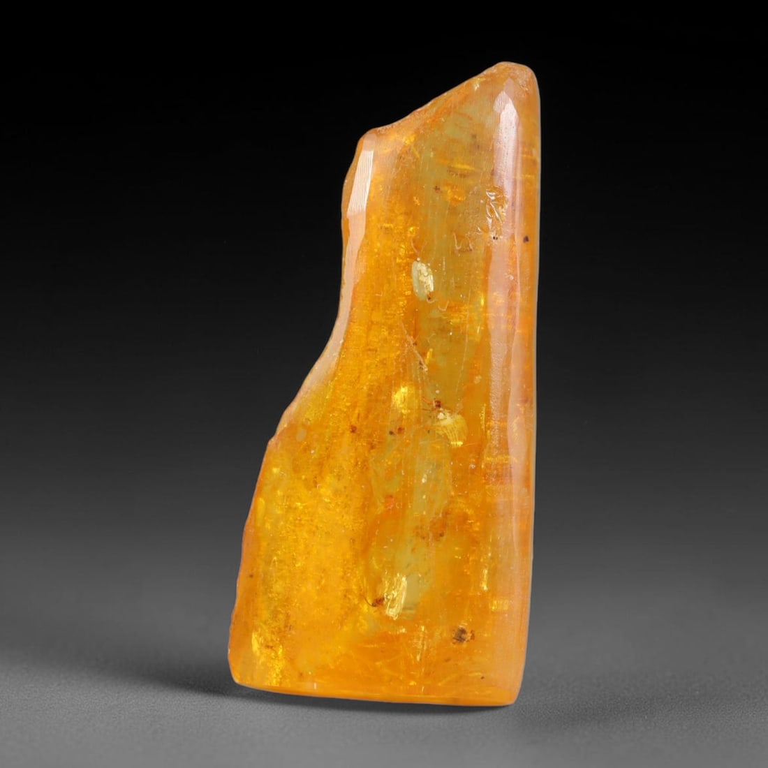 17.70ct Natural Baltic Polished Loose Freeform Amber Gemstone, 77AT, 77AT: This smoothly polished freeform amber piece carries warm translucent organic clarity with fine natural fossil flecks and tiny mineral inclusions suspended throughout its 37x16mm flowing unstructured s