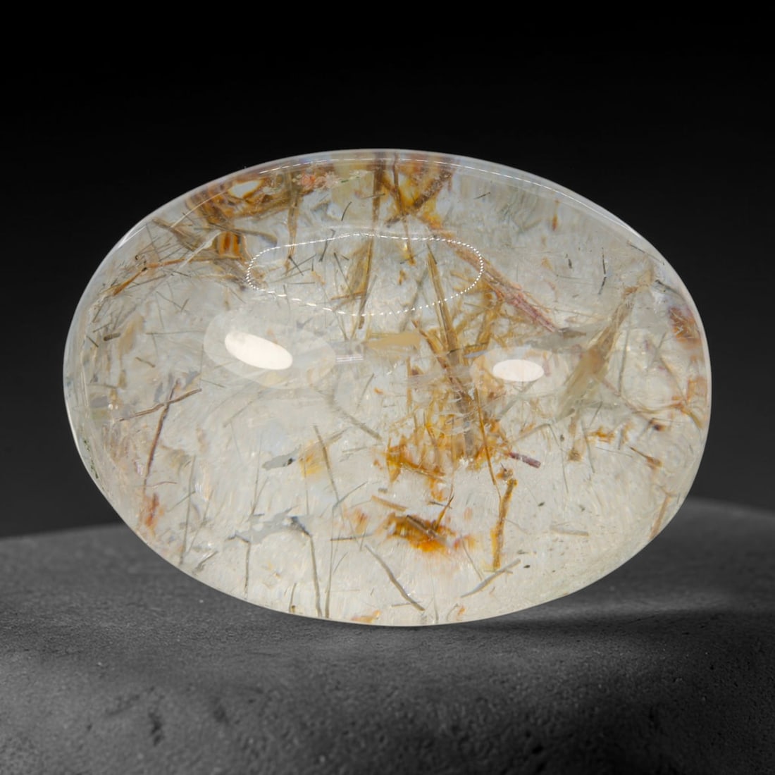40ct Natural Brazilian Phantom Quartz Oval Cabochon Loose Gemstone, 61BM, 61BM: This smoothly polished cabochon of natural phantom quartz preserves delicate layered phantom crystal formations enclosed inside transparent quartz host. The domed polished surface offers unobstructed 