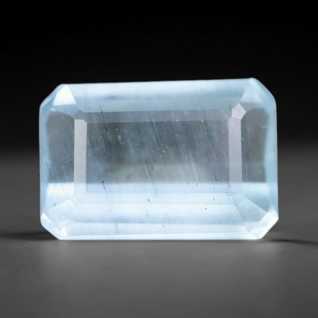 1.43ct Natural Brazilian Soft Sky Blue Faceted Aquamarine Loose Gemstone, 3AS, 3AS: This expertly faceted aquamarine carries a gentle soft sky blue translucent body with faint fine natural internal mineral markings visible through its polished reflective facets within its 8.8x5.8x3.4