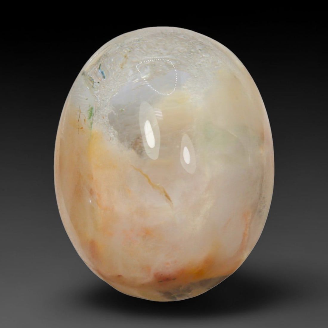 25ct Natural Brazilian Phantom Quartz Oval Cabochon Loose Gemstone, 89BL, 89BL: This smoothly polished cabochon of natural phantom quartz preserves delicate layered phantom crystal formations enclosed inside transparent quartz host. The domed polished surface offers unobstructed 