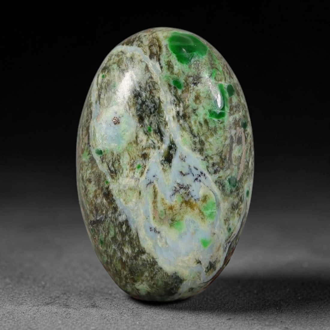 15ct Natural Burmese Type A Polychrome Scenic Landscape Jadeite Jade Cabochon, 45FA, 45FA: This single untreated natural Burmese Type A oval jadeite jade cabochon weighs 15ct, with dimensions of 21.4x14x6.3mm. The rugged earthy brown matrix is mixed with pale blue-white mineral cloud format