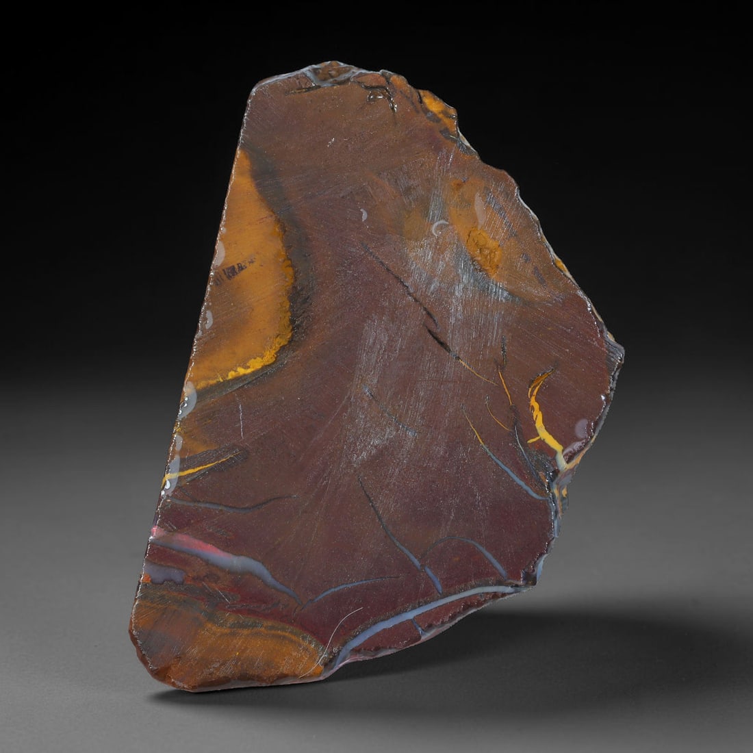 81.75ct Natural Australian Queensland Boulder Opal Sliced Slab Cutting Rough, 70AX, 70AX: Natural sliced slab rough of Queensland boulder opal cutting grade, featuring rich color ironstone matrix with patterns. The face clearly reveals extensive opal veining and pocket formations running t