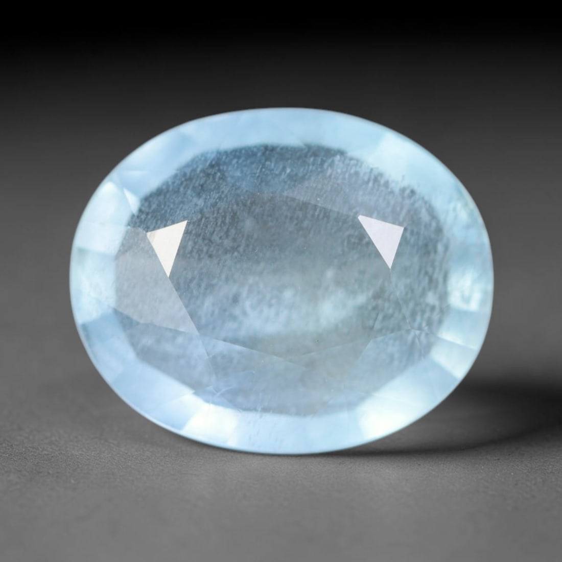 2.65ct Natural Brazilian Soft Sky Blue Faceted Aquamarine Loose Gemstone, 10AS, 10AS: This expertly faceted aquamarine carries a gentle soft sky blue translucent body with faint fine natural internal mineral markings visible through its polished reflective facets within its 10.9x8.9x4.