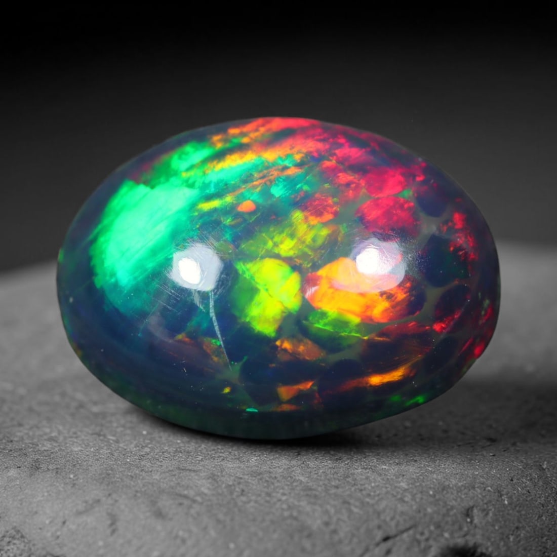 1.66ct Natural Ethiopian Welo Black Smoked Opal Cabochon Loose Gemstone, 12FL, 12FL (1 of 1)