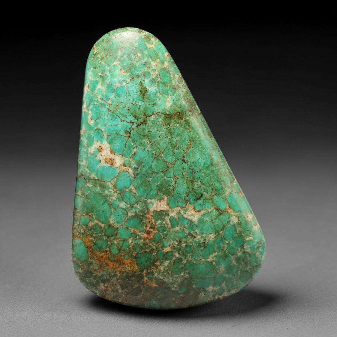 85ct Vintage Tibetan Natural Turquoise Freeform Cabochon Loose Gemstone, 68BW: Polished vintage Tibetan turquoise freeform cabochon loose gemstone, measuring 50x34 mm. Features characteristic natural matrix webbing and earthy mineral markings inherent to authentic Tibetan turquo