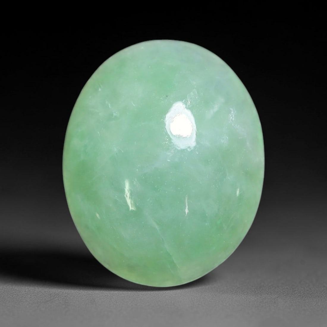 3.57ct Natural Burmese Type A Apple Green Jadeite Jade Cabochon Loose Gemstone, 20BV: This single loose natural Burmese Type A apple green jadeite jade cabochon, completely untreated, free of artificial dye, bleaching, or resin filling, preserving the original natural mineral crystal s