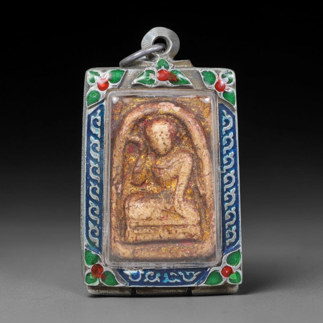 Thai Buddhist Folk Tradition Enclosed Amulet Pendant with Decorative Metal Casing, 25AH (1 of 2)
