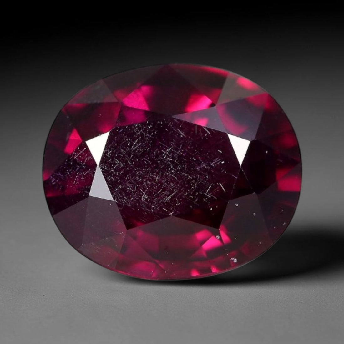 4.51 Carats Natural Mozambique Deep Fuchsia Rhodolite Garnet Loose Gemstone, 31FE: This natural Mozambique rhodolite garnet features dimensions of 10.7x9.1x5.3mm, holding a vivid deep fuchsia-pink color that glows brightly when light passes through its transparent body, with fine su
