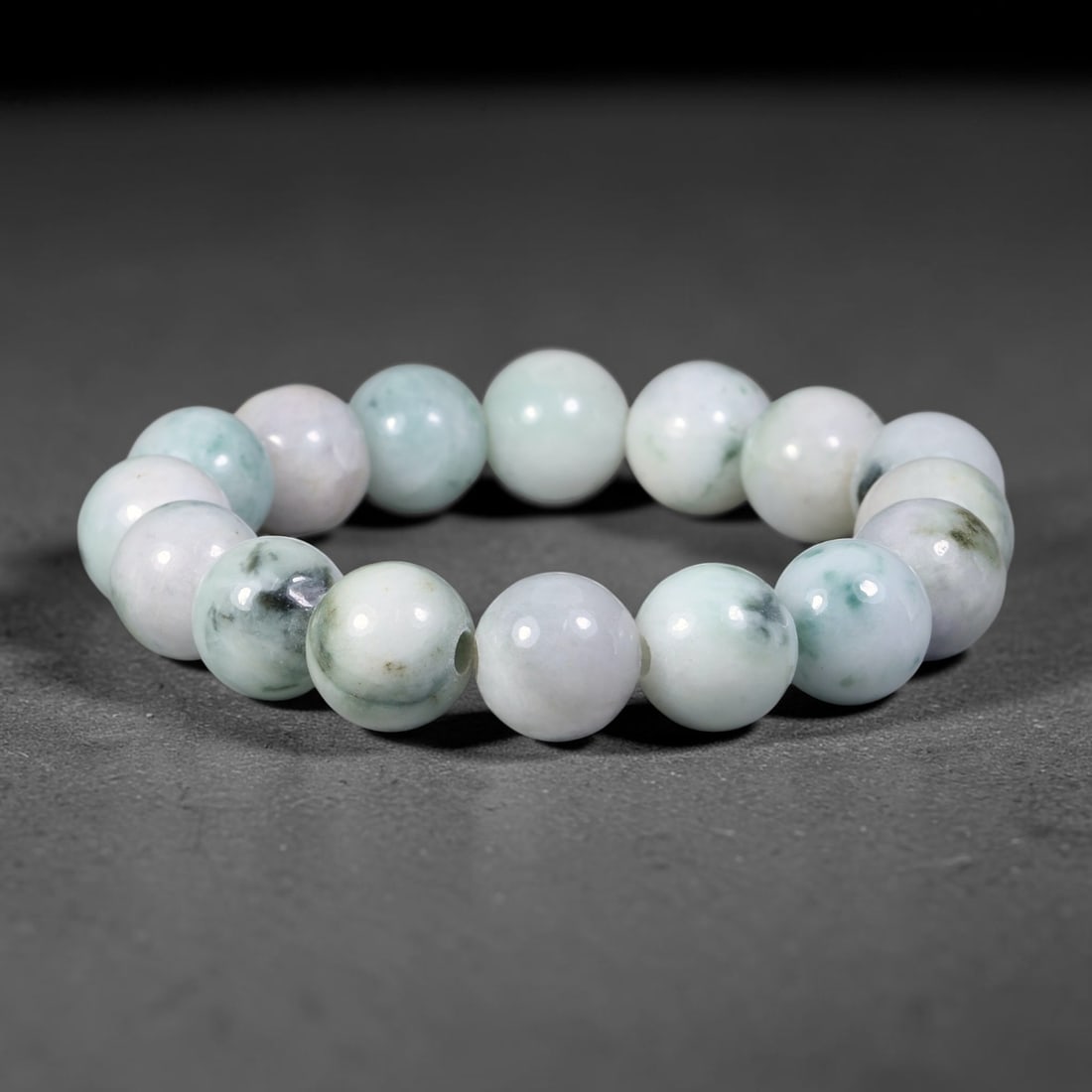 Natural Burmese Type A Jadeite Jade Beaded Bracelet, 21mm Beads, 51BK: Hand-strung bracelet crafted from polished untreated Burmese Type A jadeite jade beads. Every bead features smooth refined polishing with clean centered drill holes for sturdy flexible stringing. Auth