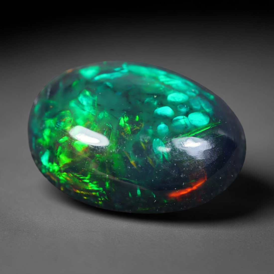 2.02ct Natural Ethiopian Welo Black Smoked Opal Cabochon Loose Gemstone, 46FL (1 of 1)