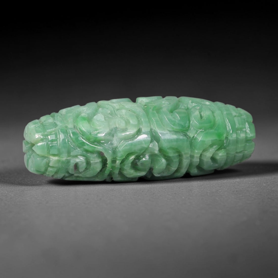 Natural Burmese Type A Jadeite Jade Hand Carved Pendant, 16BQ: Artisan hand-carved untreated Burmese Type A jadeite jade pendant measuring 32x13 mm. Carefully sculpted with detailed relief craftsmanship and finished with a smooth glossy polish. Authentic Type A j