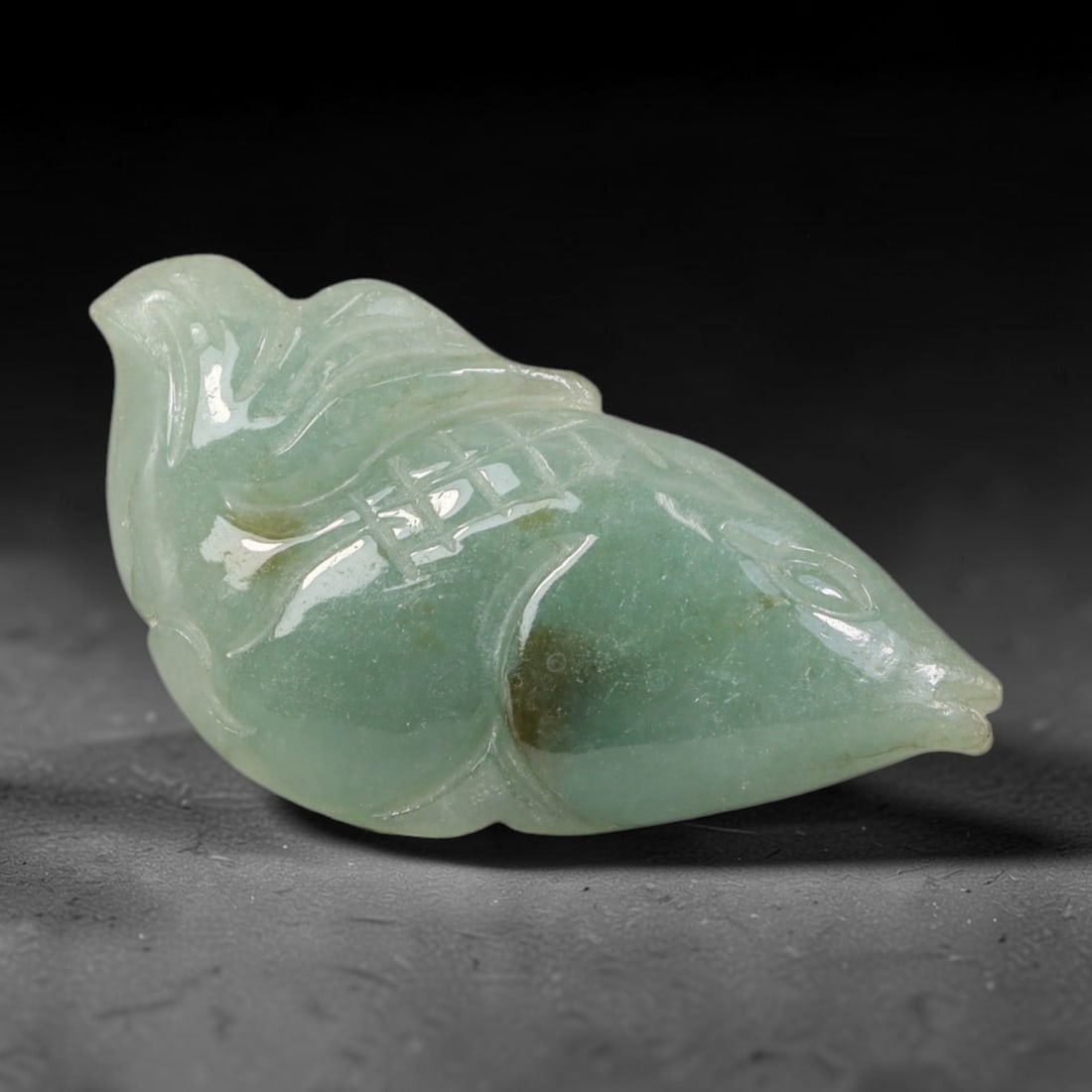 Natural Burmese Type A Jadeite Jade Hand Carved Pendant, 57BP: Artisan hand-carved untreated Burmese Type A jadeite jade pendant measuring 37x19 mm. Carefully sculpted with detailed relief craftsmanship and finished with a smooth glossy polish. Authentic Type A j