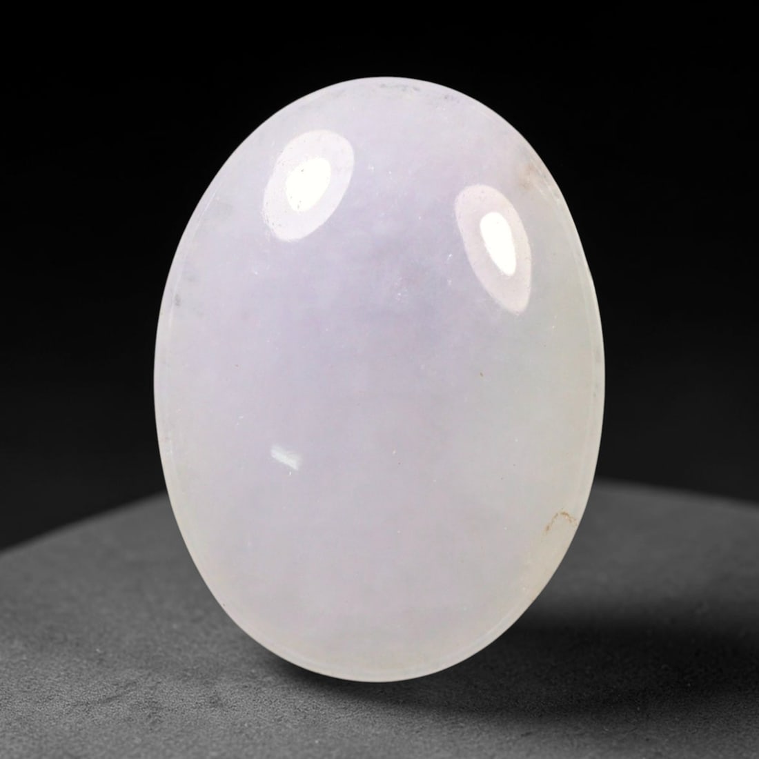 6.04ct Natural Burmese Type A Lavender Jadeite Jade Cabochon, 83BP: This single loose natural Burmese Type A jadeite jade cabochon with exact dimensions of 17.6x13.1x2.9mm. It is completely untreated, free of artificial dye, bleaching, or resin filling, preserving the