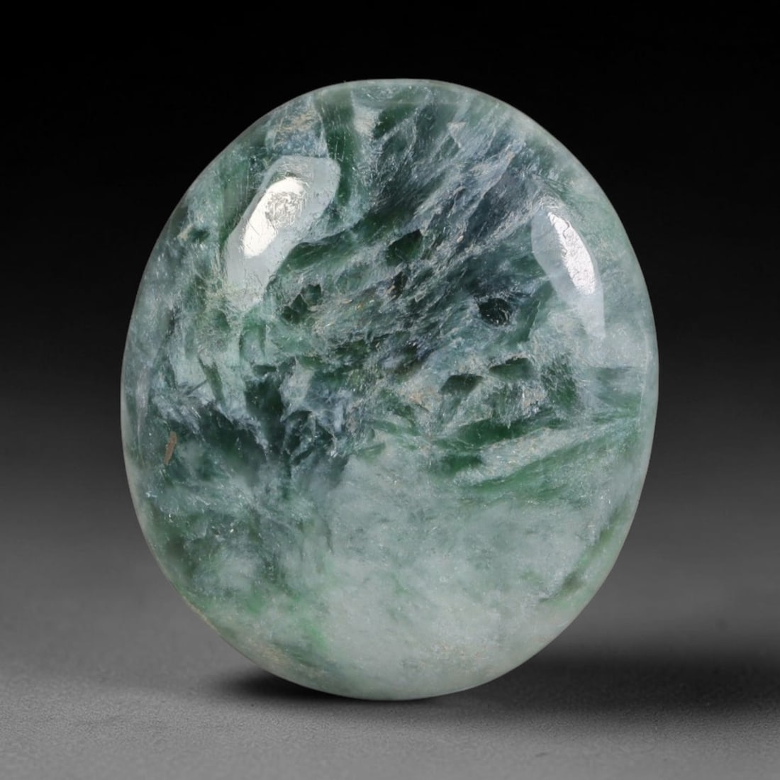 18.19ct Natural Burmese Type A Jadeite Jade Cabochon, 51AL: This single loose natural Burmese Type A jadeite jade cabochon, fully untreated with no dyeing, bleaching or resin impregnation, this genuine Type A jade retains its all-natural crystalline structure 