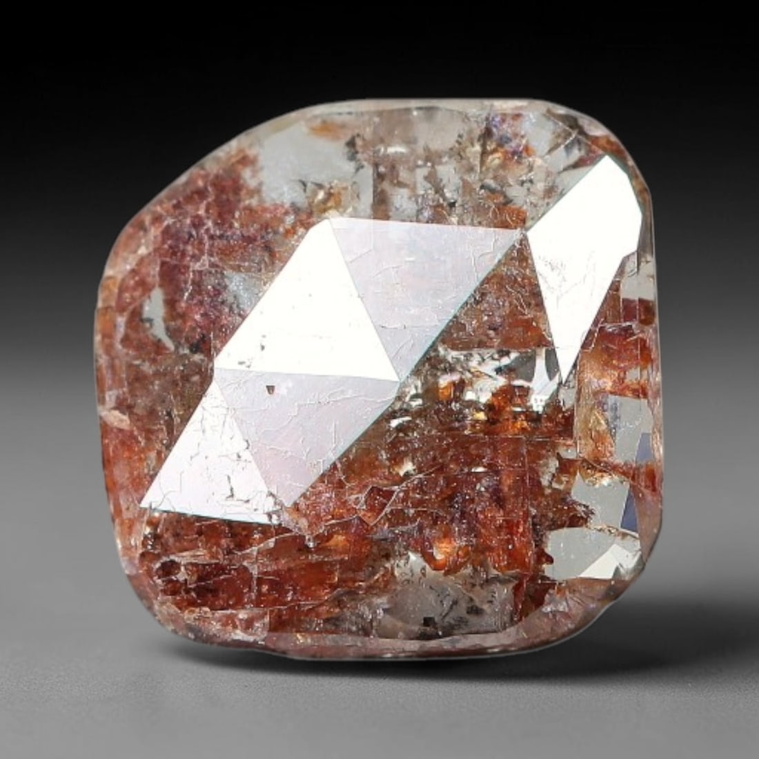 0.42ct Natural Fancy Diamond Slice, Hand Rose Cut with Pictorial Inclusions Loose Gemstone, 42BG: This unique natural diamond slice features a delicate hand-executed rose cut surface, showcasing captivating pictorial mineral inclusions trapped within the diamond matrix. Measuring 6.1x6x0.8mm, the 