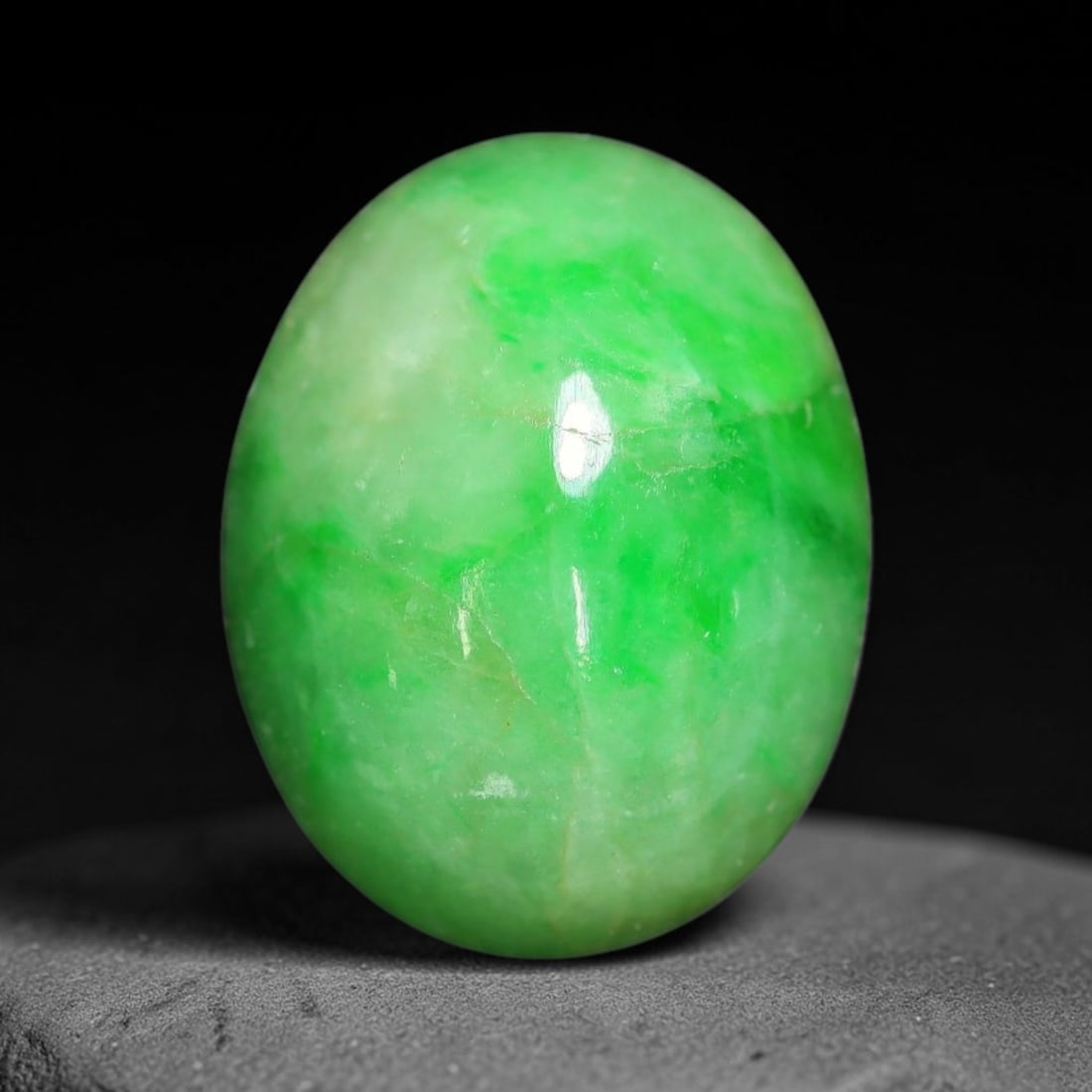 6.89ct Natural Burmese Type A Apple Green Jadeite Jade Cabochon Loose Gemstone, 91BT: This single loose natural Burmese Type A jadeite jade cabochon with exact dimensions of 13.2x10.2x6.2mm. It is completely untreated, free of artificial dye, bleaching, or resin filling, preserving the