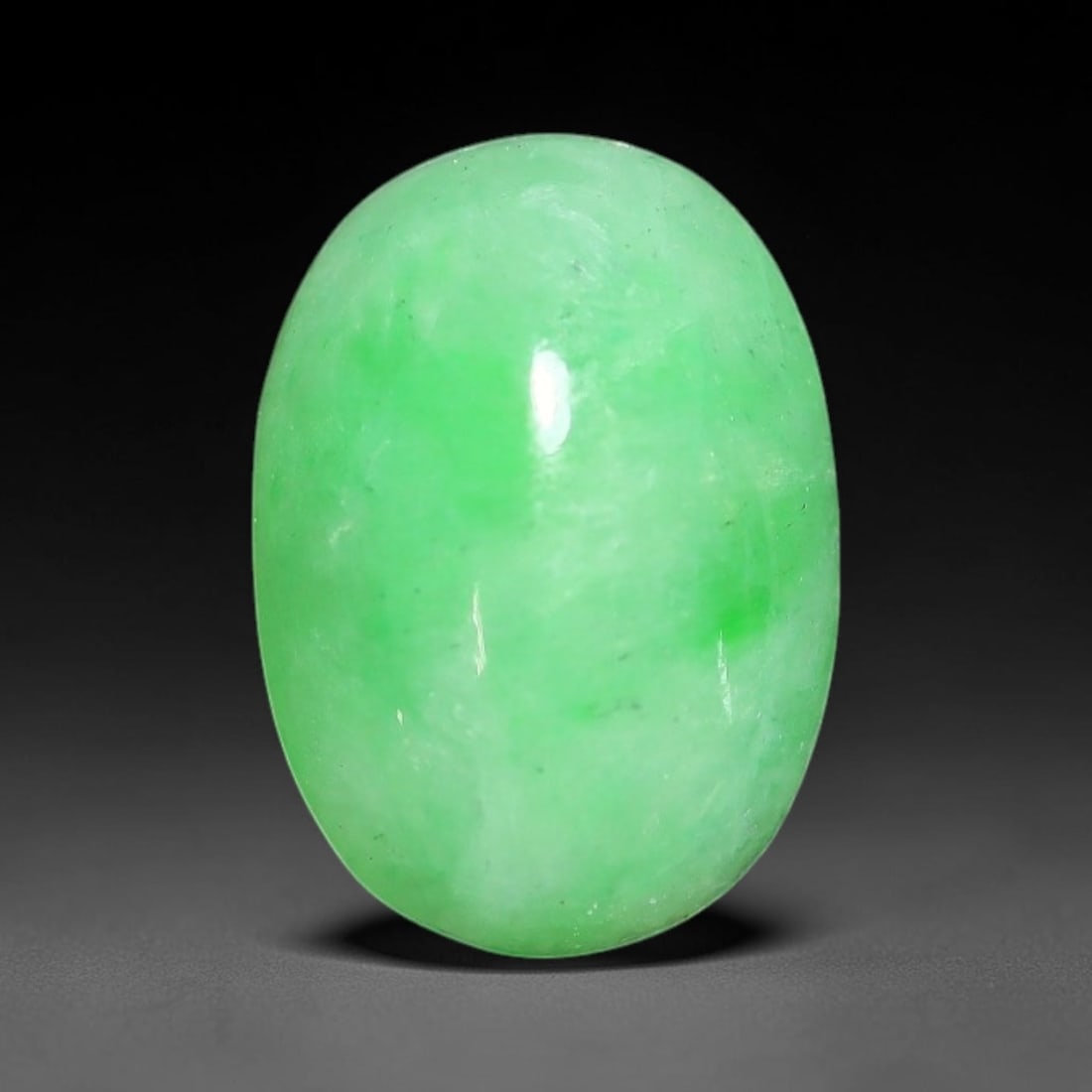3.43ct Natural Burmese Type A Apple Green Jadeite Jade Cabochon Loose Gemstone, 68BT: This single loose natural Burmese Type A jadeite jade cabochon with exact dimensions of 10.9x7.8x4.8mm. It is completely untreated, free of artificial dye, bleaching, or resin filling, preserving the 