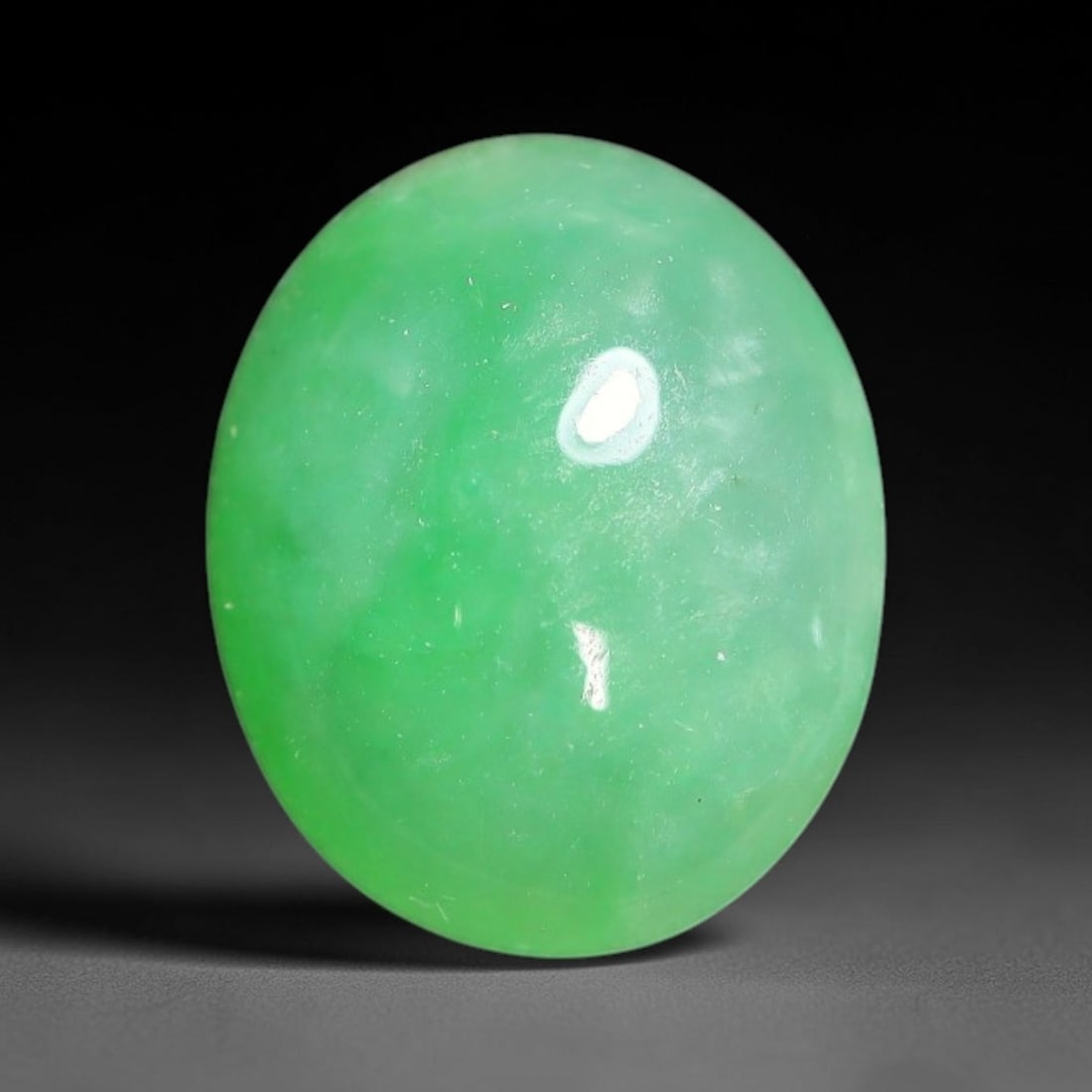 3.32ct Natural Burmese Type A Apple Green Jadeite Jade Cabochon Loose Gemstone, 79BT: This single loose natural Burmese Type A jadeite jade cabochon with exact dimensions of 10.5x8.8x4.8mm. It is completely untreated, free of artificial dye, bleaching, or resin filling, preserving the 