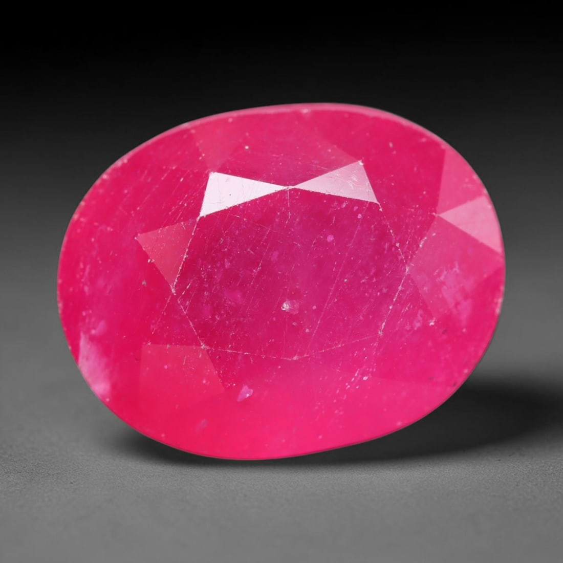 13.70ct Natural Mozambique Ruby Oval Faceted Loose Gemstone, 49BY: This expertly faceted oval gemstone is natural ruby mined in Mozambique. It displays rich saturated pinkish-red colour spread evenly across the crystal, with distinct natural internal veining, fine mi