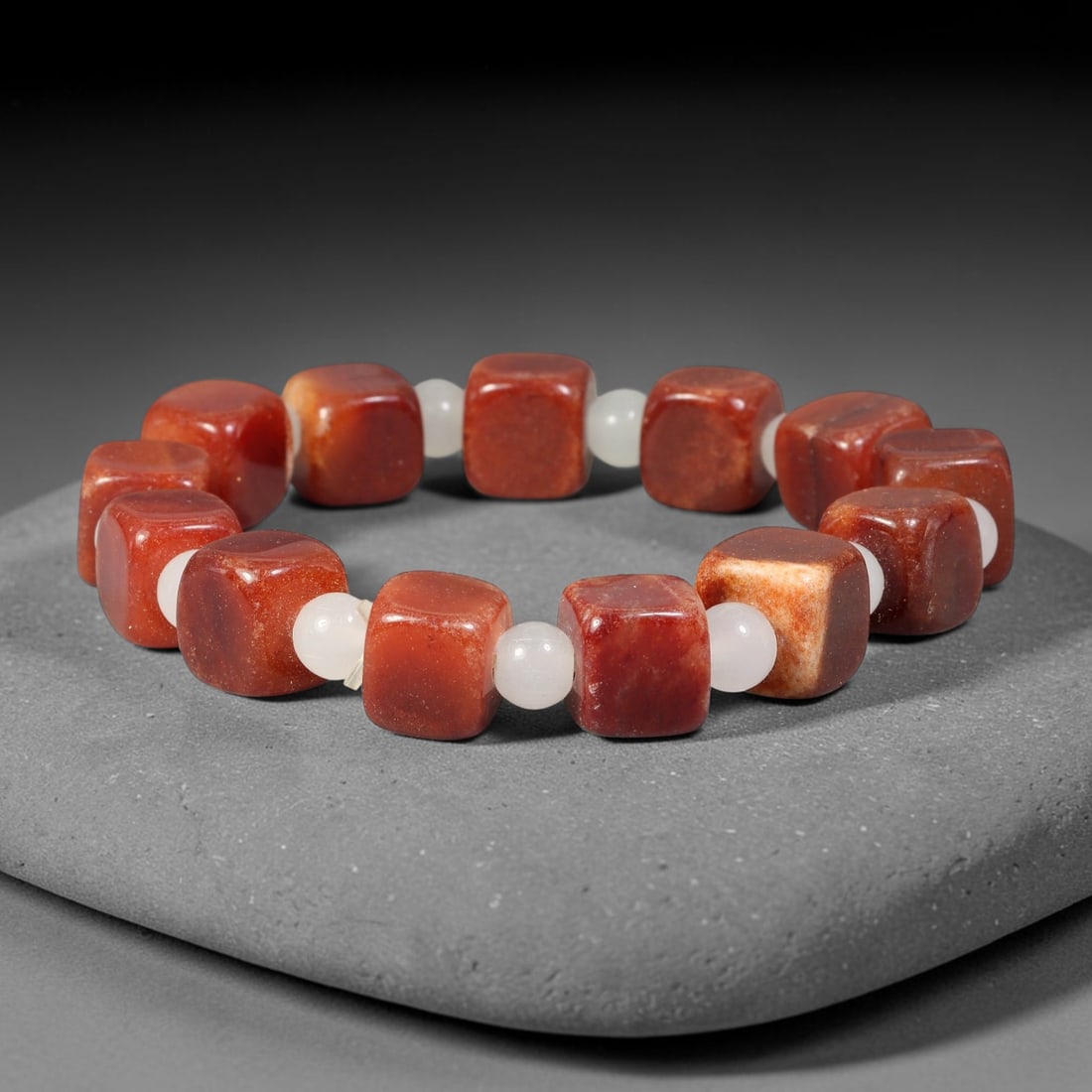Natural Burmese Type A Jadeite Jade Beaded Bracelet 17mm Beads, 42BK: Hand-strung bracelet crafted from polished untreated Burmese Type A jadeite jade beads. Every bead features smooth refined polishing with clean centered drill holes for sturdy flexible stringing. Auth