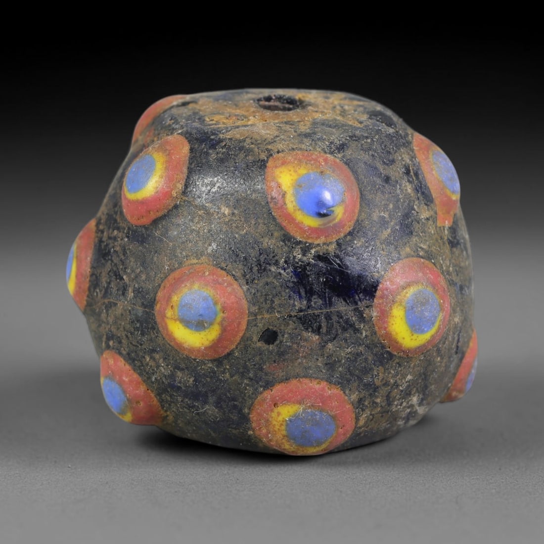 Ancient Canaanite & Phoenician Cultures Applique Multi-Eye Round Glass Bead (3000-300 BCE), 32AE,, (1 of 1)