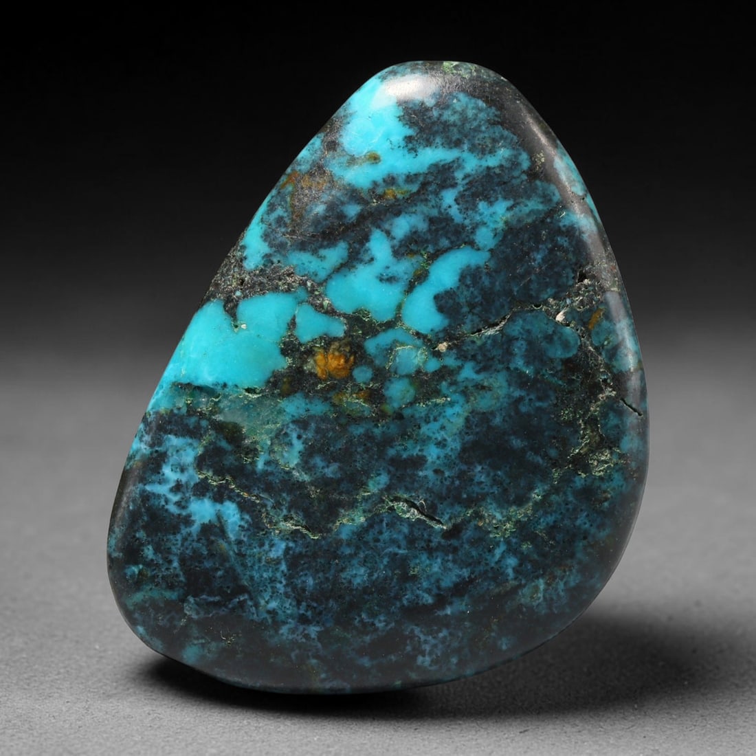 40ct Vintage Tibetan Natural Turquoise Freeform Cabochon Loose Gemstone, 81BW: Polished vintage Tibetan turquoise freeform cabochon loose gemstone, measuring 37x28 mm. Features characteristic natural matrix webbing and earthy mineral markings inherent to authentic Tibetan turquo