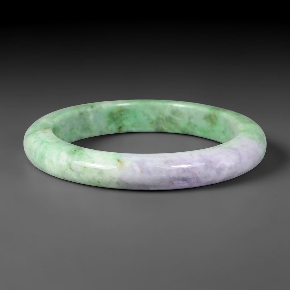 Natural Burmese Type A Jadeite Jade Bangle Bracelet, 72BK: Polished untreated Burmese Type A jadeite jade bangle bracelet with a 66 mm inner diameter and a 11 mm band width. Crafted into a classic rounded interior flat exterior shape with smooth continuous hi