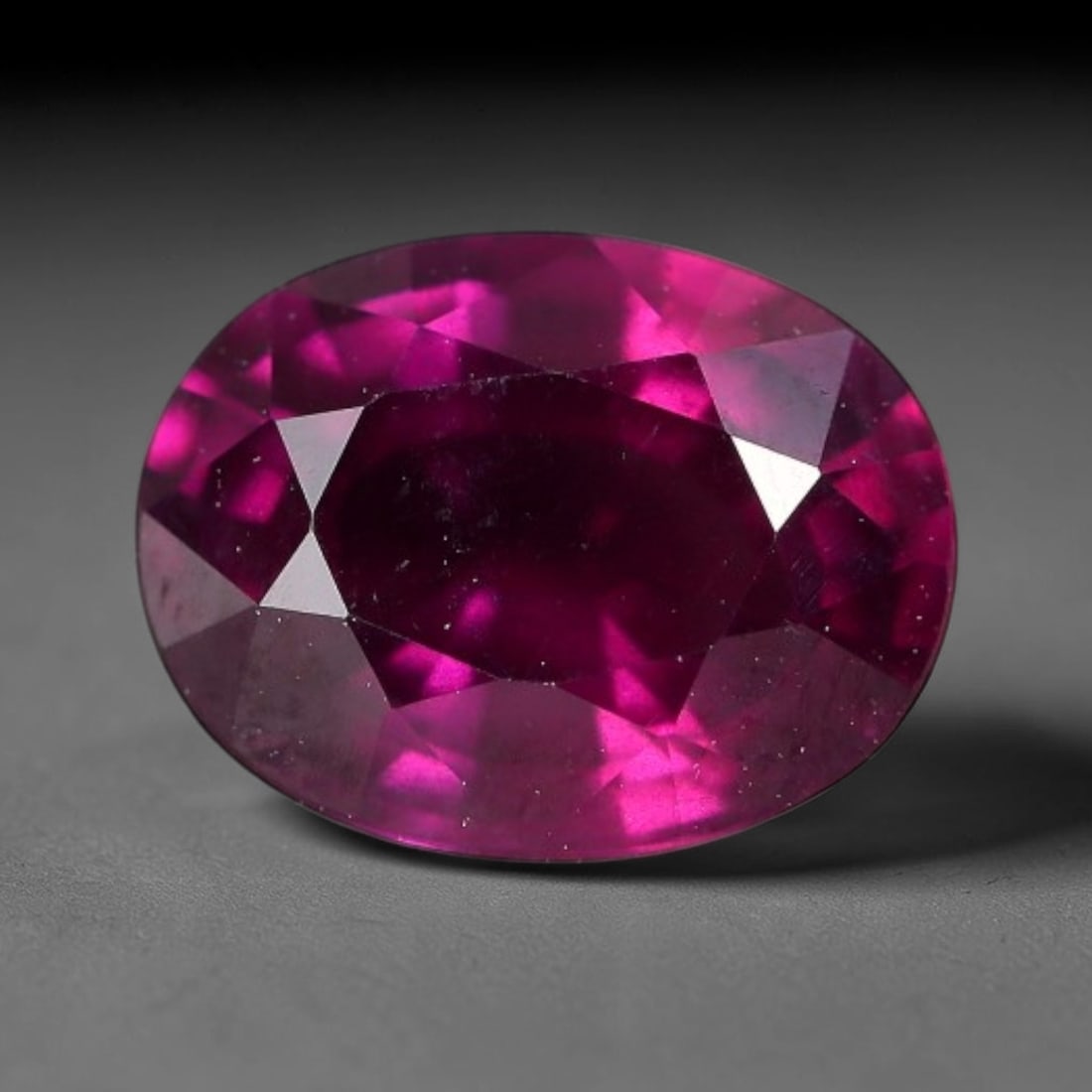 3.04 Carats Natural Mozambique Deep Fuchsia Rhodolite Garnet Loose Gemstone, 28FE: This natural Mozambique rhodolite garnet features dimensions of 9.5x7.4x4.9mm, holding a vivid deep fuchsia-pink color that glows brightly when light passes through its transparent body, with fine sub