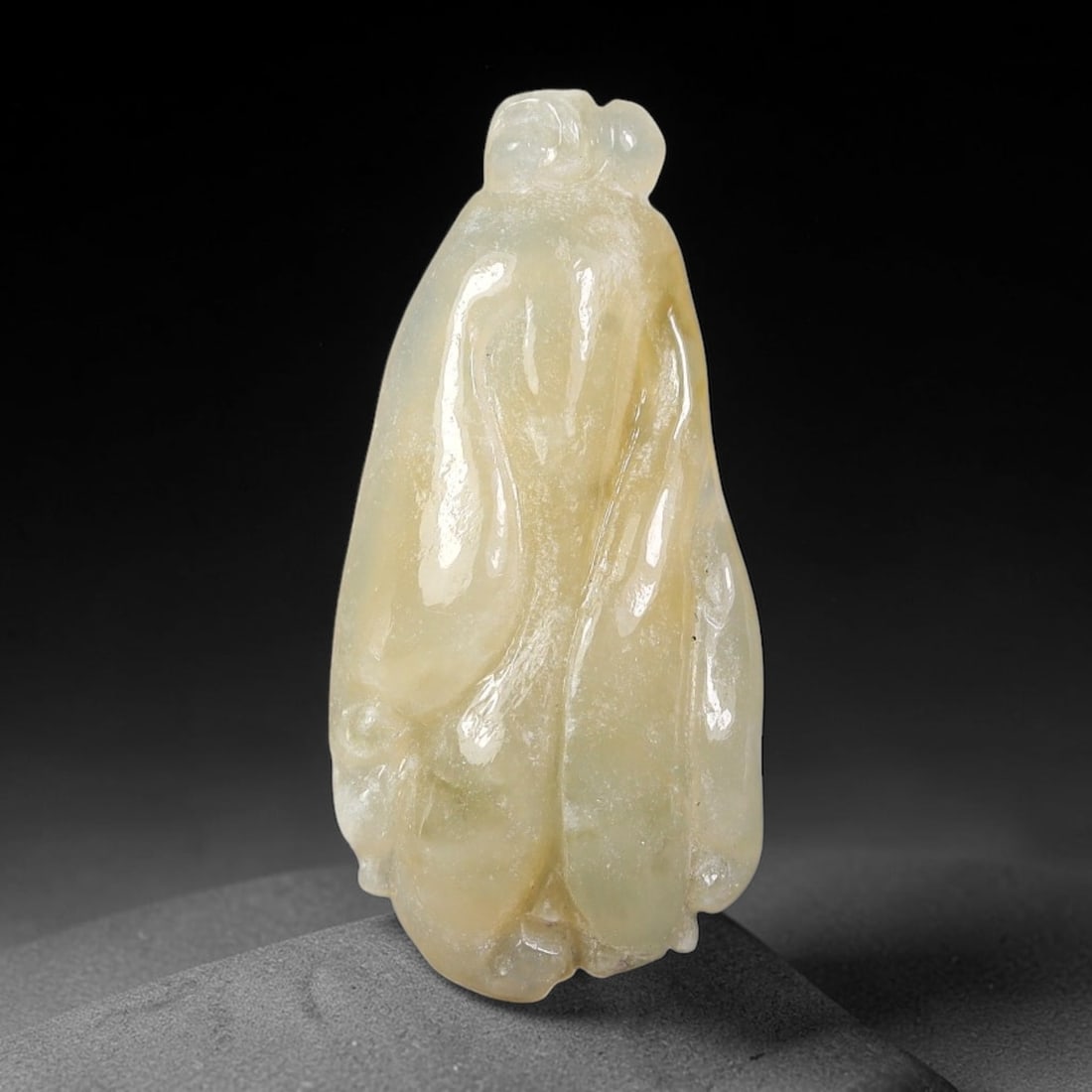 Natural Burmese Type A Jadeite Jade Hand Carved Pendant, 66BS: Artisan hand-carved untreated Burmese Type A jadeite jade pendant measuring 26x12 mm. Carefully sculpted with detailed relief craftsmanship and finished with a smooth glossy polish. Authentic Type A j