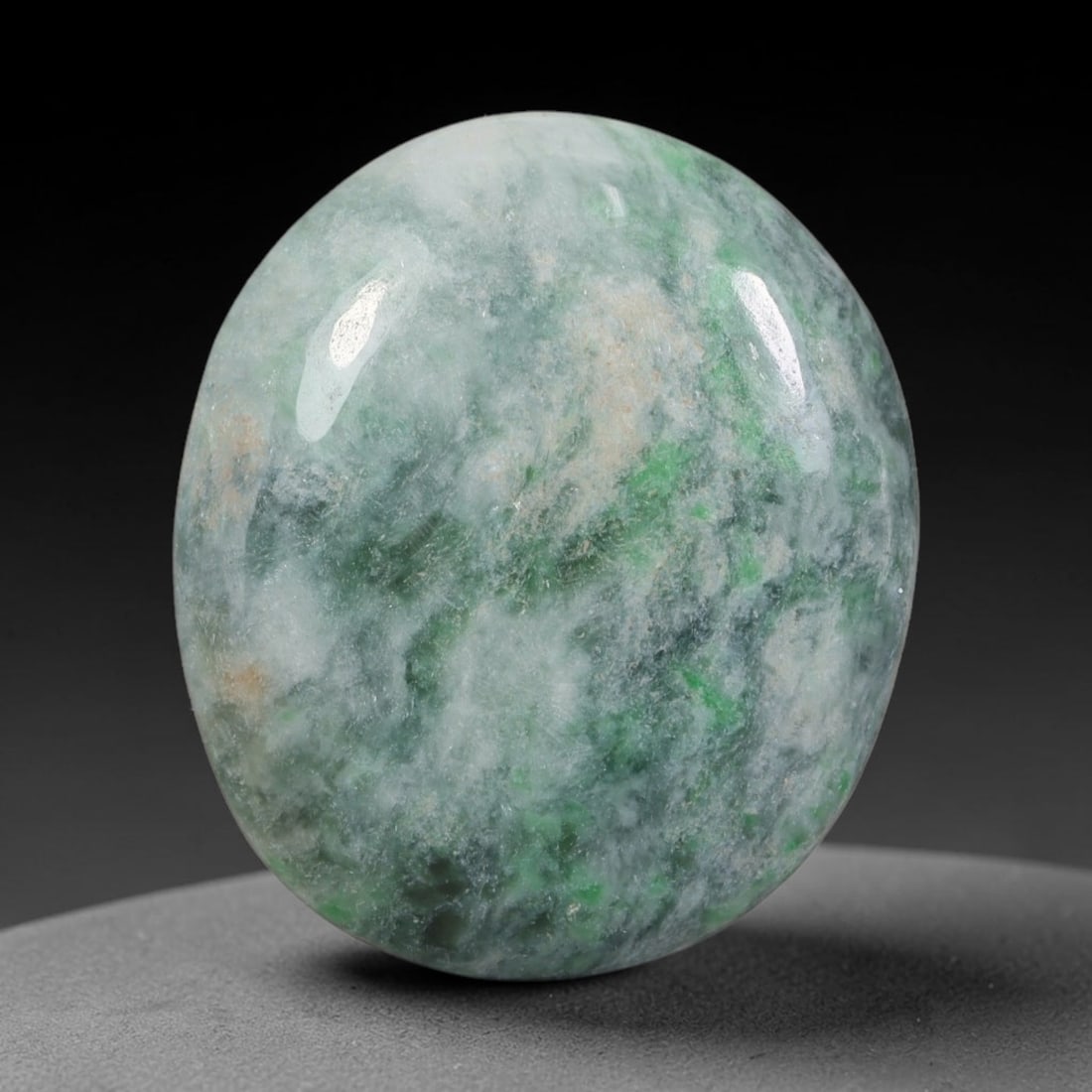 18.78ct Natural Burmese Type A Jadeite Jade Cabochon, 57AL: This single loose natural Burmese Type A jadeite jade cabochon, fully untreated with no dyeing, bleaching or resin impregnation, this genuine Type A jade retains its all-natural crystalline structure 