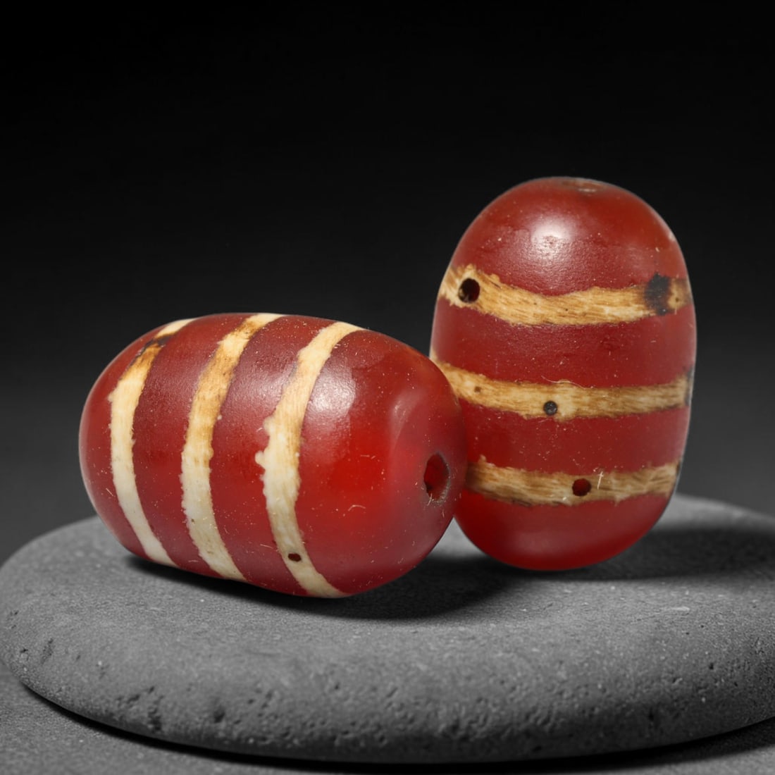 Ancient Medieval Burmese Pagan & Ava Kingdoms Etched Carnelian Barrel Beads (849-1555 CE), 15FY (1 of 1)