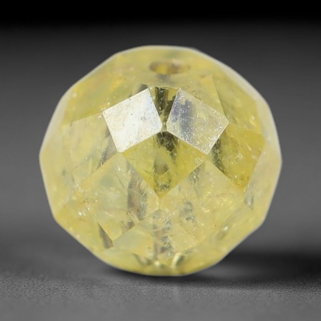 0.43ct Natural Fancy Faceted Diamond Bead Loose Gemstone, 91BE: This fully polished natural fancy diamond bead features warm pale yellowish crystalline body tone with abundant native mineral inclusions captured within its structure, measured at calibrated dimensio