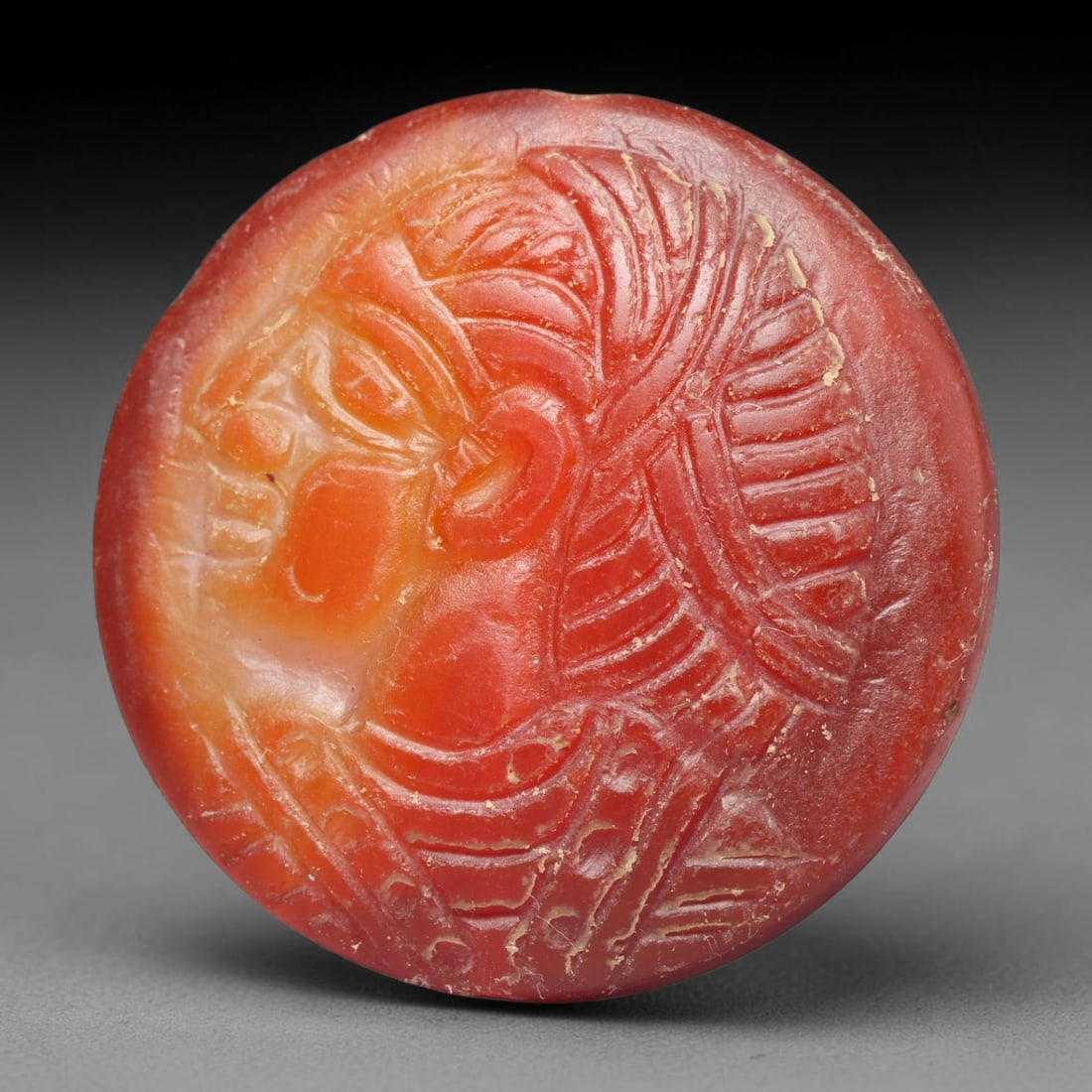 Ancient Medieval Early Islamic Period Carnelian Cameo Bead (c.7th-11th Century CE), 81EC (1 of 1)