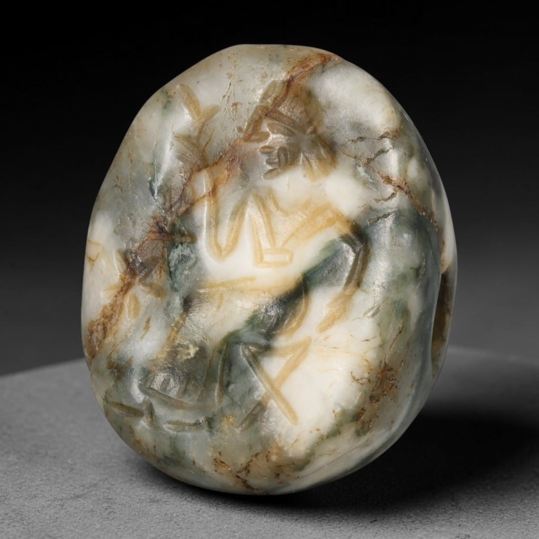 Ancient Sasanian Persian Conoid Stamp Seal (224-651 CE), 72EC: This antique conoid stamp seal originates from the Sasanian Persian Empire, celebrated for carved stone stamp seals utilised for administrative marking, ownership authentication and protective talisma