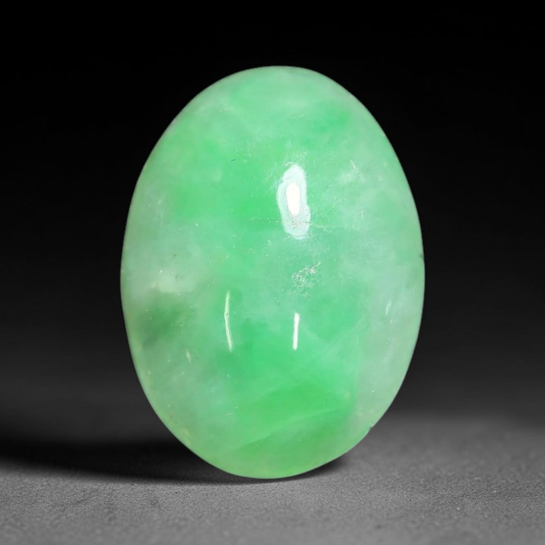 3.18ct Natural Burmese Type A Apple Green Jadeite Jade Cabochon Loose Gemstone, 92BT: This single loose natural Burmese Type A jadeite jade cabochon with exact dimensions of 11.7x8.7x3.9mm. It is completely untreated, free of artificial dye, bleaching, or resin filling, preserving the 
