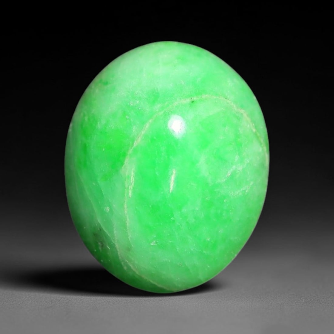 3.32ct Natural Burmese Type A Apple Green Jadeite Jade Cabochon Loose Gemstone, 87BT: This single loose natural Burmese Type A jadeite jade cabochon with exact dimensions of 10.8x8.9x4.4mm. It is completely untreated, free of artificial dye, bleaching, or resin filling, preserving the 