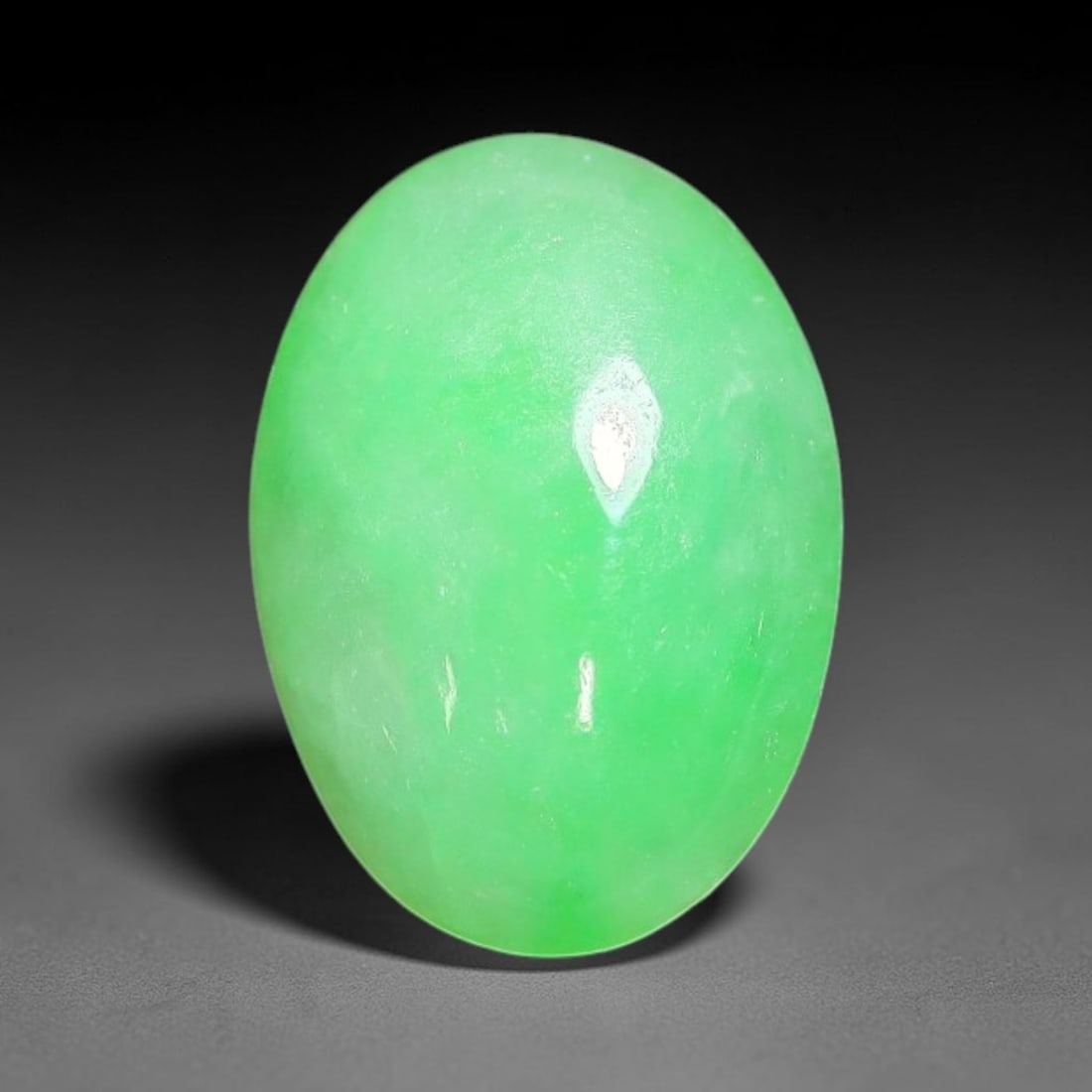 2.06ct Natural Burmese Type A Apple Green Jadeite Jade Cabochon Loose Gemstone, 69BT: This single loose natural Burmese Type A jadeite jade cabochon with exact dimensions of 10x8.2x3.4mm. It is completely untreated, free of artificial dye, bleaching, or resin filling, preserving the or