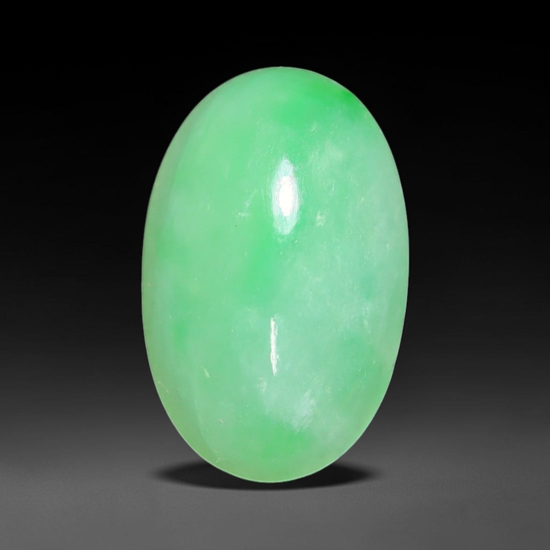 4.30ct Natural Burmese Type A Apple Green Jadeite Jade Cabochon Loose Gemstone, 90BT: This single loose natural Burmese Type A jadeite jade cabochon with exact dimensions of 13.7x8.8x4.5mm. It is completely untreated, free of artificial dye, bleaching, or resin filling, preserving the 